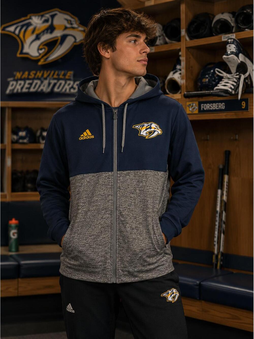 Adidas Nashville Predators Climalite‎ Zip Hoodie Women’s Small Gray Blue
